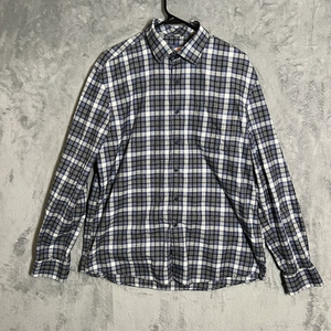 johnnie-O Shirt‎ Hangin Out Large Blue Gray Plaid Flannel Long Sleeve Button EUC